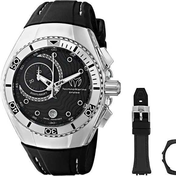 TechnoMarine Unisex 114031 Cruise One Analog Display Swiss Quartz Black Watch